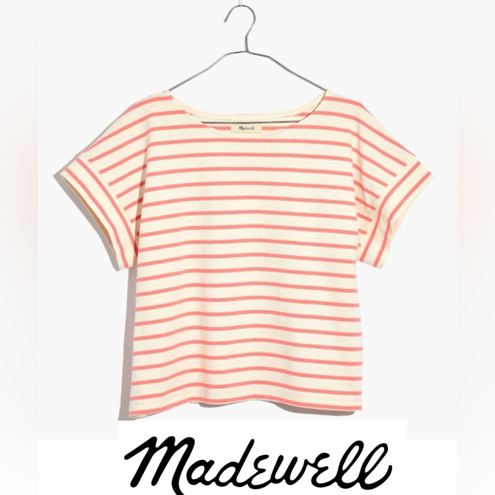 Madewell Women’s Sz XS Boxy-Crop Tee in‎ Tacoma Stripe